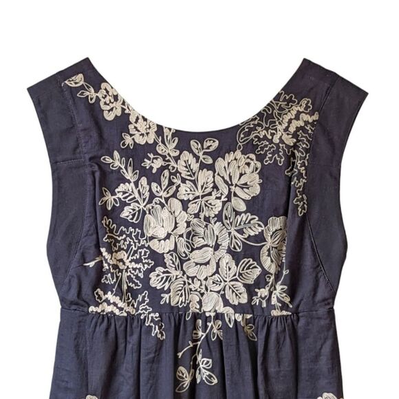 J. Crew Mirabel Embroidered Lined Sleeveless Dress sz 6 in Faded Black Sand - Picture 4 of 10